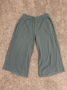 Pact Organic Cotton Double Gauze Wide Leg Pants Green XL